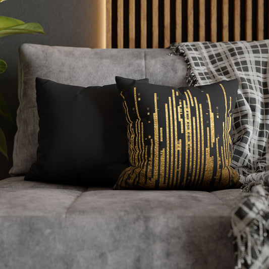 Black and Gold Faux Suede Pillow Cover – Chic Modern Home Decor Accent