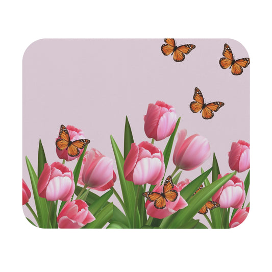 Pink Monarch Print Floral Mouse Pad Butterfly Design – Cute Desk Accessory for Women | Aesthetic Office Decor, Spring Gift, dorm
