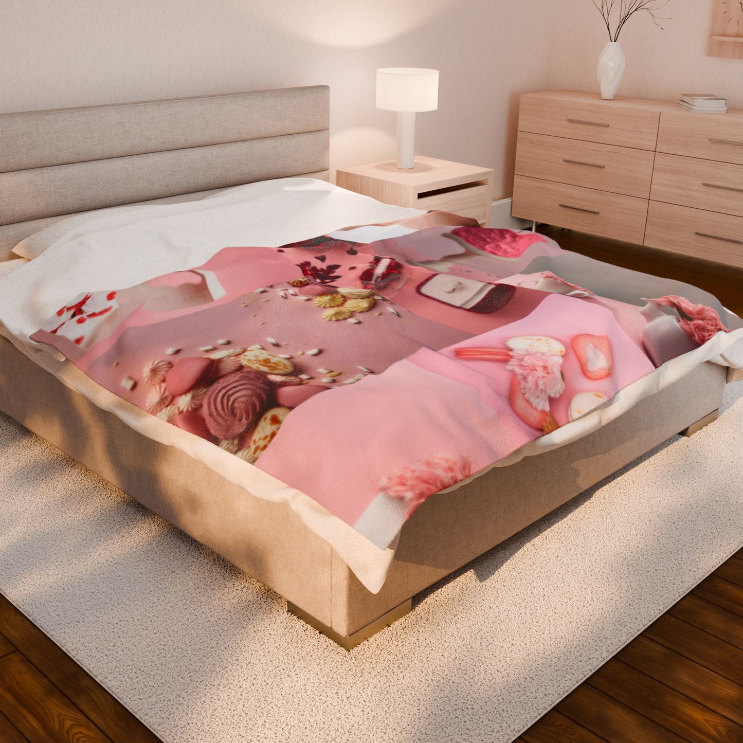 Sweet Treats Velveteen Plush Blanket – Soft Cozy Throw for Adults – Valentine’s Day, Birthday & Holiday Gift – Cute Dessert Print Blanket for Home Decor