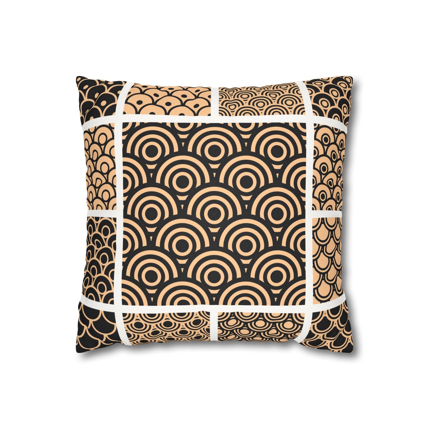 Modern Faux Suede Pillow Cover – Abstract Decorative Cushion for Couch or Bed, Cozy Neutral Home Decor
