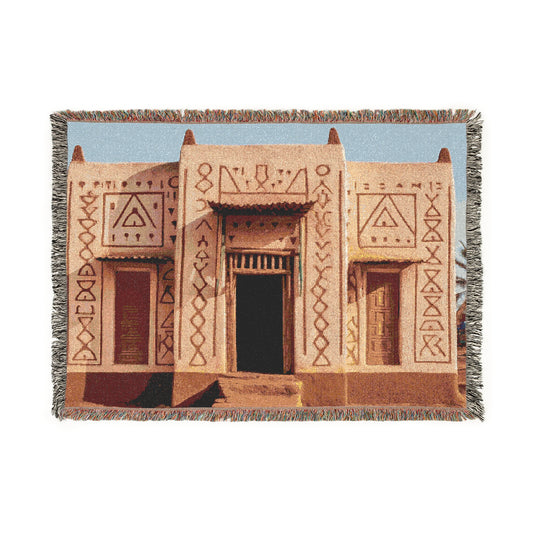Moroccan Rug- Artistic Woven Cotton Rug – Moroccan Architecture Design | Vintage Style Home Decor Floor Mat | Cozy, Durable & Unique Gift Idea