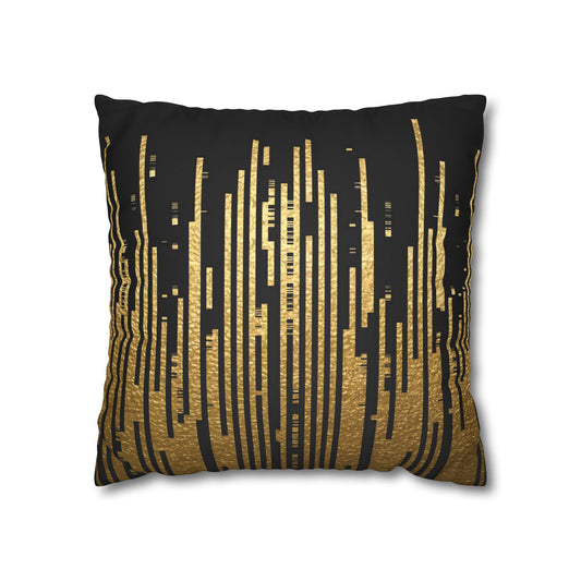 Black and Gold Faux Suede Pillow Cover – Chic Modern Home Decor Accent