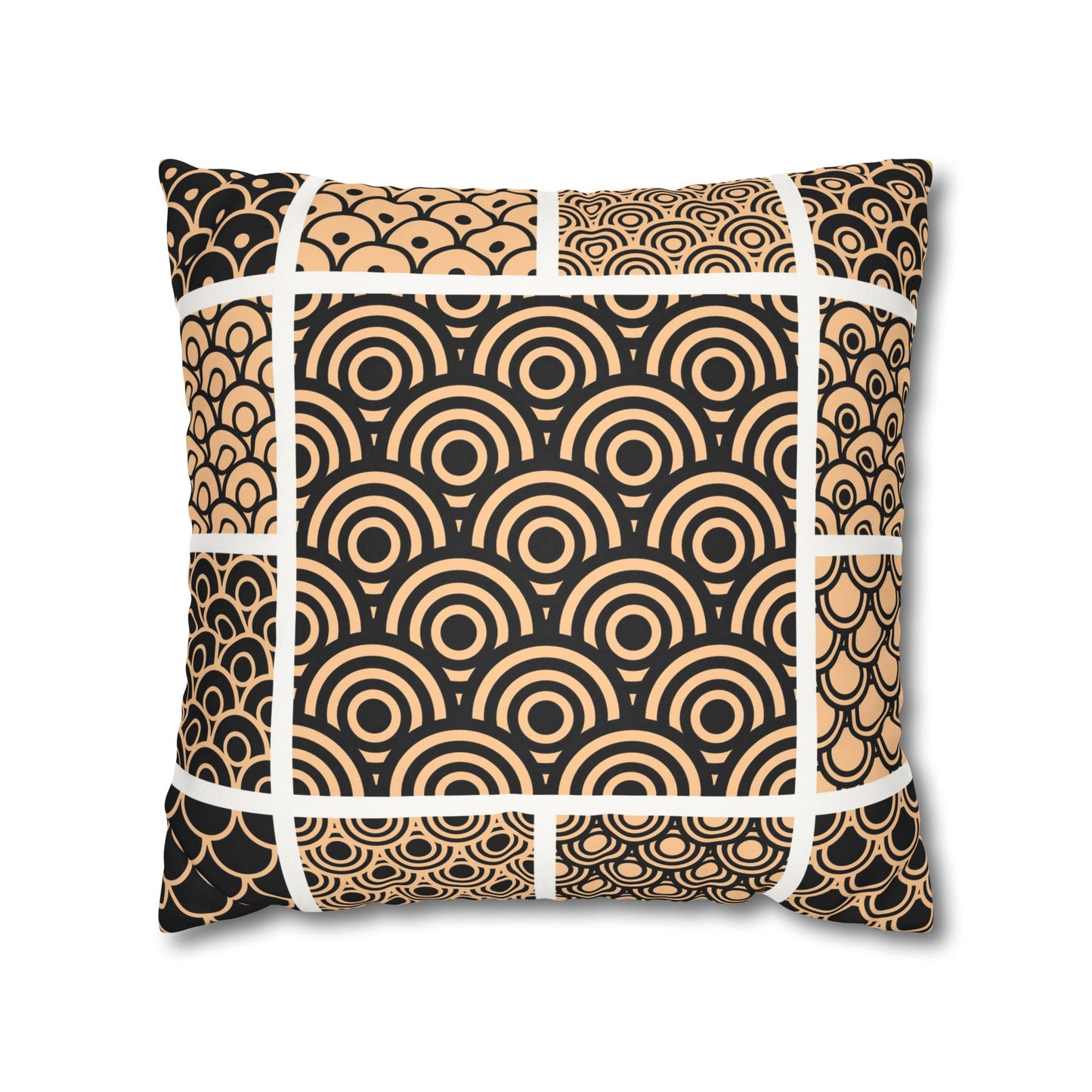 Modern Faux Suede Pillow Cover – Abstract Decorative Cushion for Couch or Bed, Cozy Neutral Home Decor